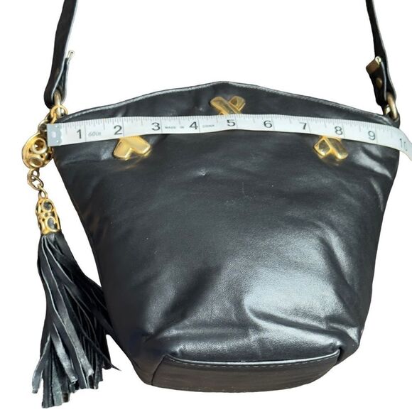 PINKY Genuine Leather Small Black Bucket Crossbody Bag - Picture 11 of 15